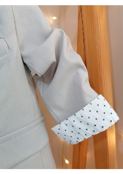 Papyonlu Ceketli Gri 4'lü Erkek Bebek Takım Mevlüt Özel Gün Kıyafeti Düğün Bebek Hediyesi modelleri