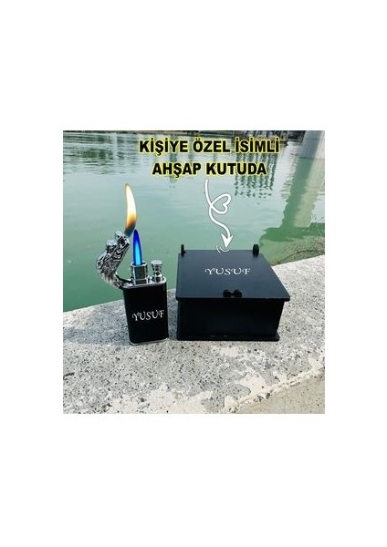 Kişiye Özel Isimli Ejderha Başlıklı Metal Çakmak & Özel Ahşap Kutu fiyatları