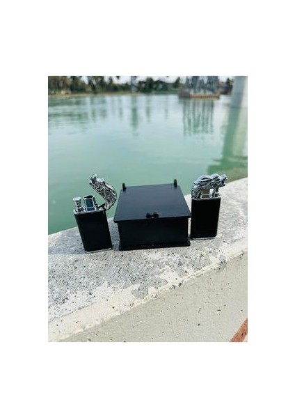 Kişiye Özel Isimli Ejderha Başlıklı Metal Çakmak & Özel Ahşap Kutu modelleri