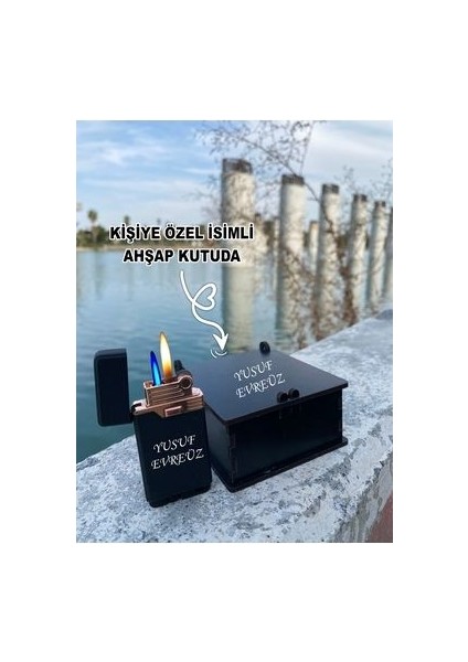 Kişiye Özel Isimli Çift Alevli Ayarlanabilir Çakmak & Özel Ahşap Kutusunda fiyatları