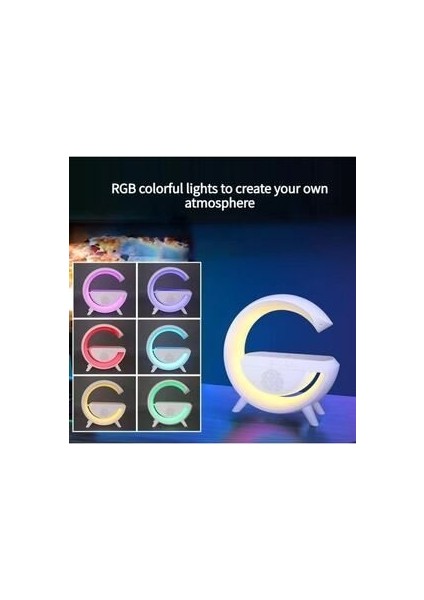 Kablosuz Şarj Özellikli Masa Lambası Gece Lambası 3-In1 Gökkuşağı Model Bluetooth Hoparlör Özellikl