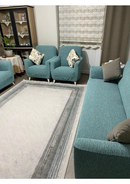 Düz Desen Jakarlı 3311 Koltuk Örtüsü Lastikli Kanepe Çekyat Örtüsü Koltuk Kılıfı Takımı