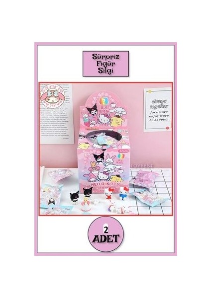 Sürpriz Kawaii Sanrio Silgi Figür Oyuncakları Hello Kitty - Kuromi - My Melody - 4 cm - ( 2 Adet ) fiyatları