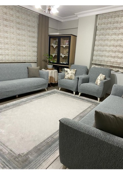 Gri Düz Jakarlı Koltuk Örtüsü, Lastikli, 180x230, Polyester
