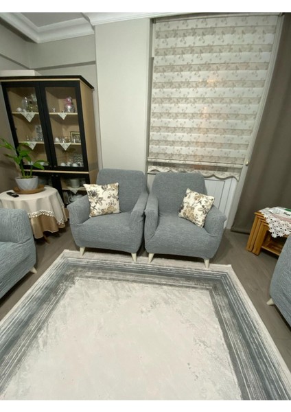 Gri Düz Jakarlı Koltuk Örtüsü, Lastikli, 180x230, Polyester
