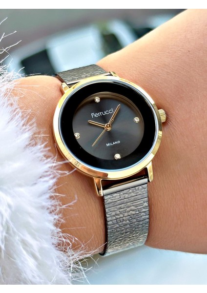Ferruci Siyah Renk Hasır Kordon Kadın Kol Saati 03379