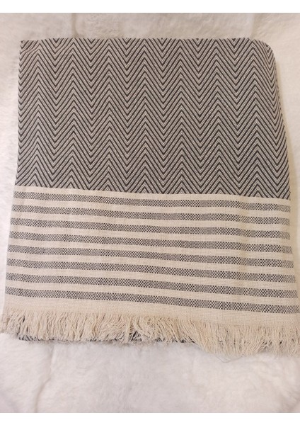 Yumuşak pamuklu koltuk şalı, 170x300, şık koyu gri renk