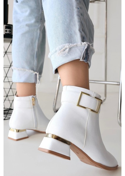 Mona Beyaz Cilt Topuklu Bot modelleri