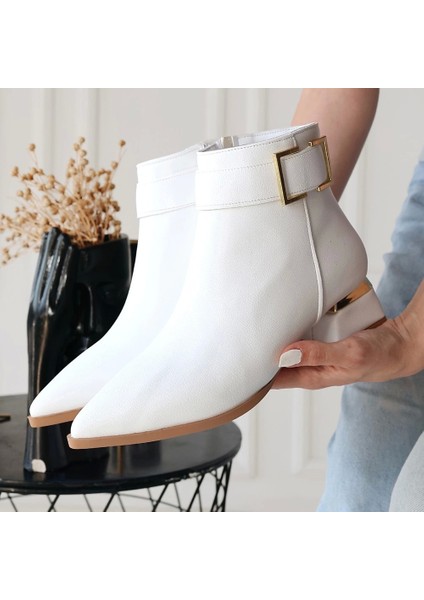 Mona Beyaz Cilt Topuklu Bot fırsatları