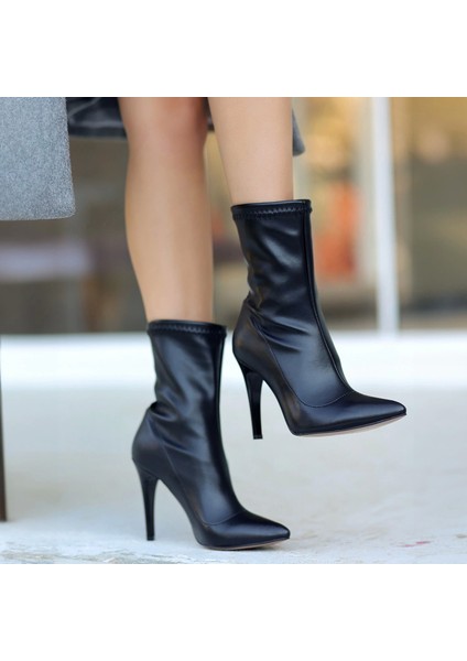 Verena Siyah Cilt Topuklu Streç Bot indirimleri