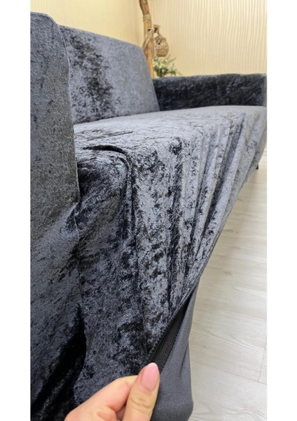 Kadife Oturma Korusu, Gri, 180x220, Şık ve parlak tasarım.