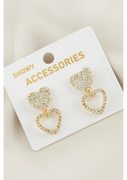 Kalp Yeni Sezon Taşlı Küpe