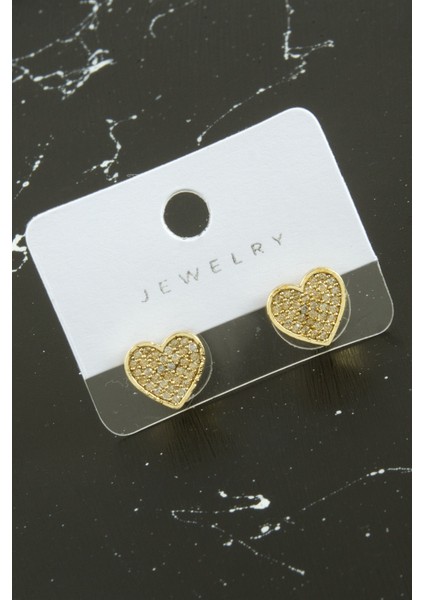 Kalp Zirkon Taşlı Küpe