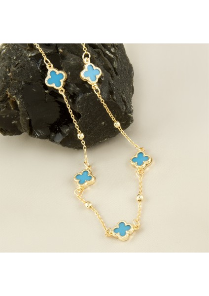 Çiçek Mineli Yeni Sezon Zincir Kolye 45 cm