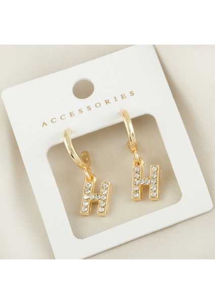 Harfli Yeni Sezon Metal Taşlı Küpe