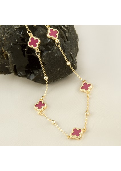 Çiçek Mineli Yeni Sezon Zincir Kolye 45 cm