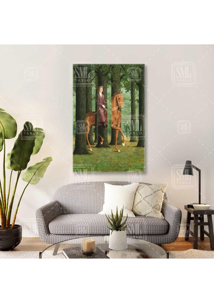 Rene Magritte Ormanda Atıyla Gezen Adam The Blank Signature Dikey Kanvas Tablo