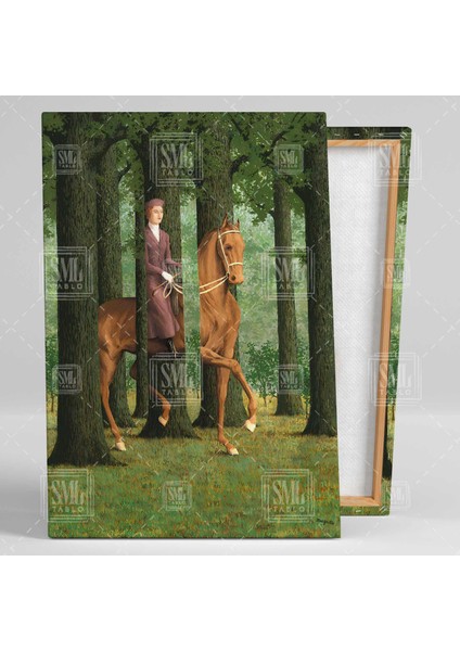 Rene Magritte Ormanda Atıyla Gezen Adam The Blank Signature Dikey Kanvas Tablo