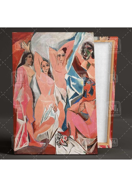 Pablo Picasso Avignonlu Kızlar Soyut Nü Kadın Başyapıt Dikey Kanvas Tablo