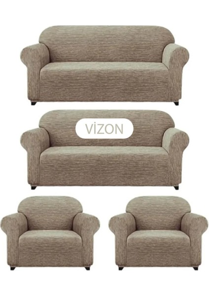 Düz jakarlı koltuk örtüsü, lastikli, kanepe ve çekyat kılıfı, vizon, 180x230
