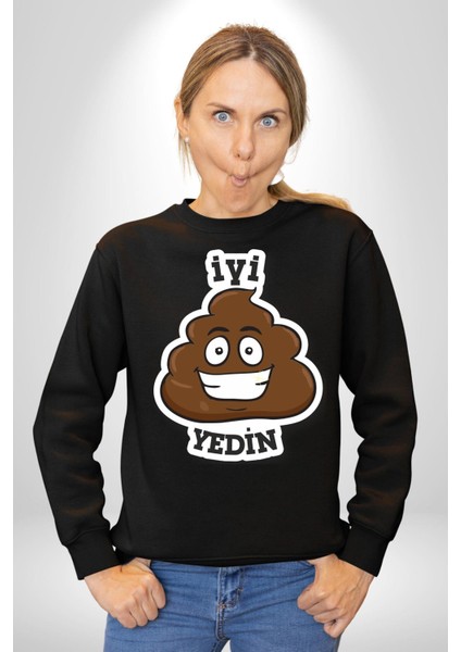 Iyi Yedin Espirili Tişört Yazılı Kadın Erkek Siyah Sweatshirt fiyatları