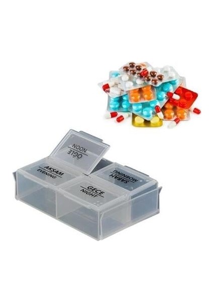 Ug® 4 Öğün Günlük Hap Ilaç Saklama Taşıma Kutusu Ilaç Hatırlatıcı