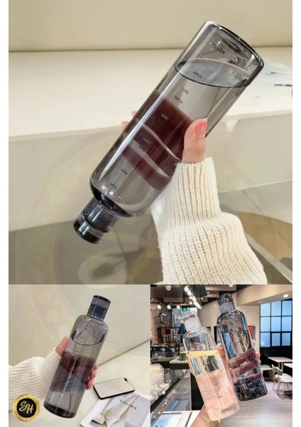 Sağlıklı Cam Su Şişesi 500ML Motivasyonlu Sızdırmaz Matara Suluk Borosilikat Cam Karartmalı