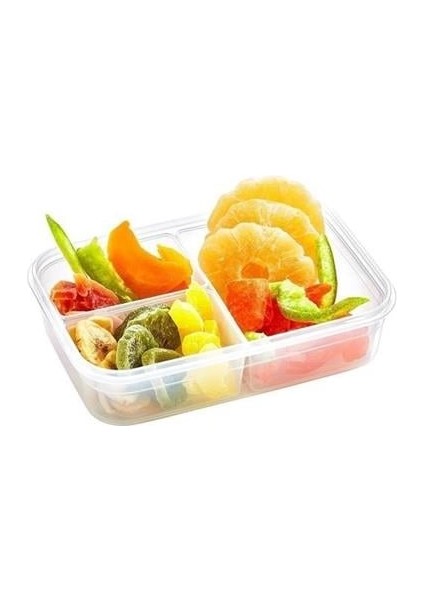 Ug® 3 Bölmeli Kilitli Kapaklı 1 Litre Erzak Saklama Kabı LC-510