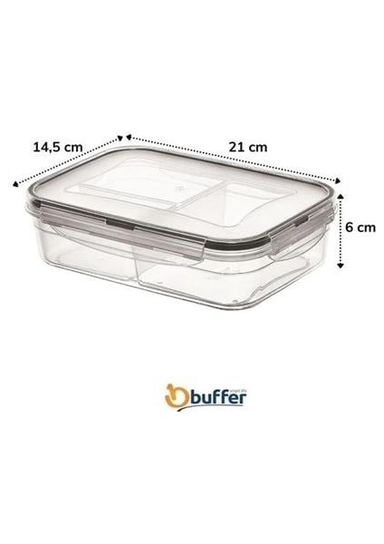 Ug® 3 Bölmeli Kilitli Kapaklı 1 Litre Erzak Saklama Kabı LC-510
