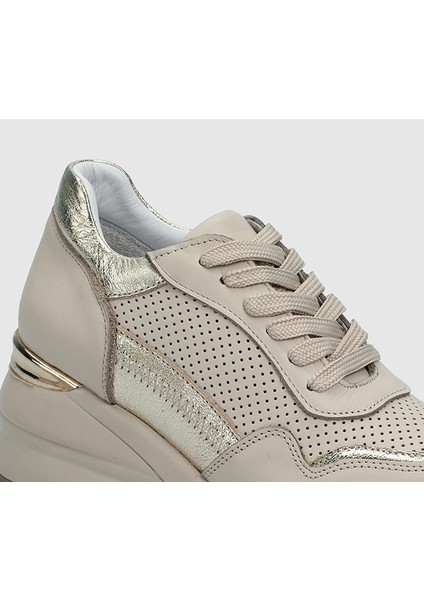 Bej Deri Kadın Sneaker