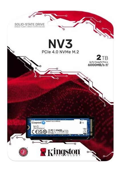 2 Tb Kıngston Nv3 2280 Gen4 M.2 Pcıe 4.0 Nvme 6.000/5.000 SNV3S/2000G