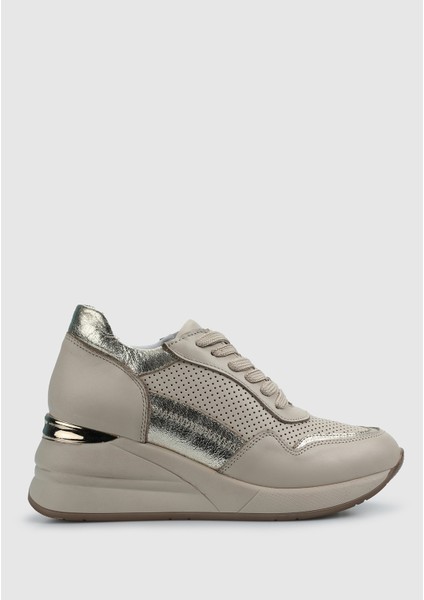 Bej Deri Kadın Sneaker