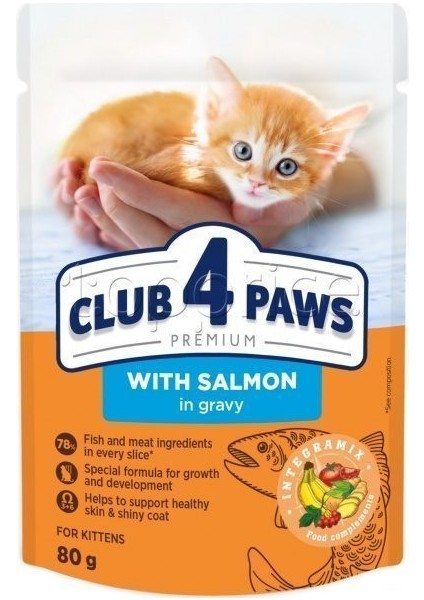 CLUB4PAWS Somonlu Prem.pouch Yavru Kedi Mama 80GR - Lisinya