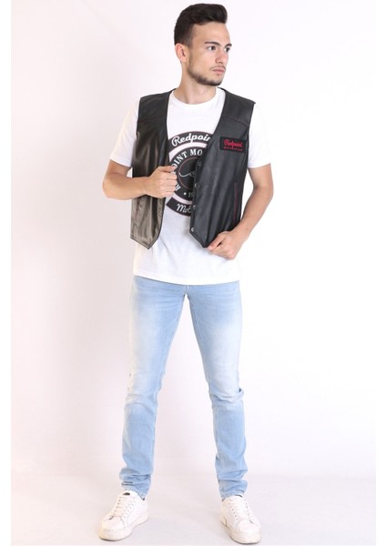 Suni Deri Siyah Erkek Yelek