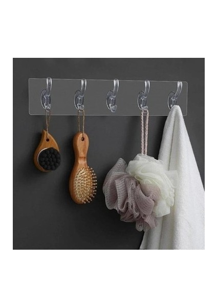 HOME (2 Adet) Baysa 5'li Askı Şeffaf Kendinden Yapışkanlı