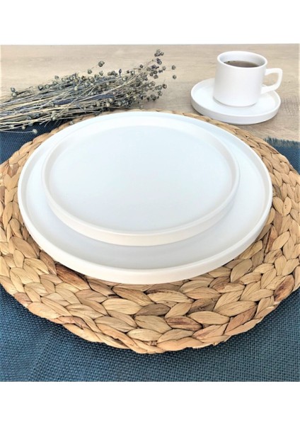 Stackable Mat Beyaz 8 Parça 2 Kişilik Servis Kahvaltı Takımı