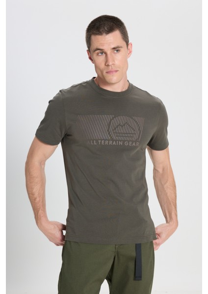 All Terrain Gear Regular Fit Normal Kesim Bisiklet Yaka %100 Pamuk Haki Tişört