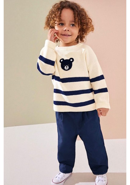 Blue Bear Triko Pantolonlu Erkek çocuk takım - Krem