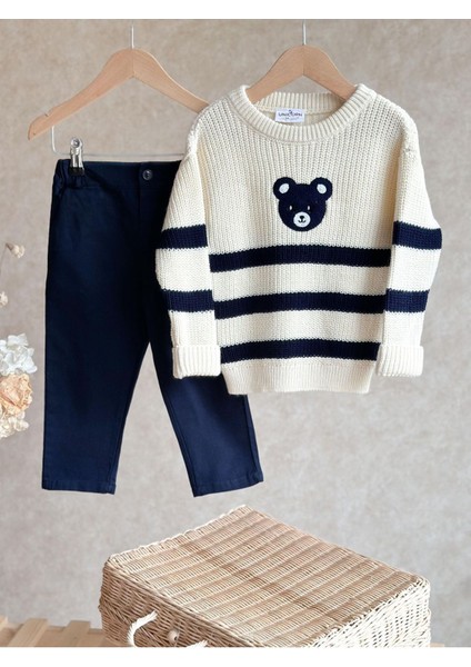 Blue Bear Triko Pantolonlu Erkek çocuk takım - Krem modelleri