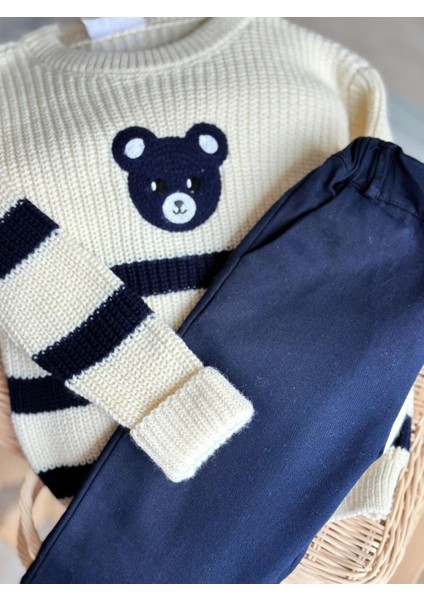 Blue Bear Triko Pantolonlu Erkek çocuk takım - Krem fırsatları