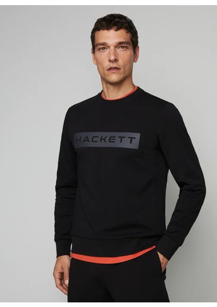 Bisiklet Yaka Siyah Erkek Sweatshırt HM581166