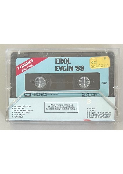 Erol Evgin 88 Kaset Dilara,olmasa Mektubun, Çek Halatı (Orjnal Dönem Kağıt Baskı Kaset)