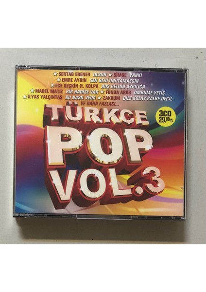 Türkçe Pop Vol 3 3 CD 43 Şarkılık CD Seti (Jelatininde Sıfır Orjnal 3 Cd)