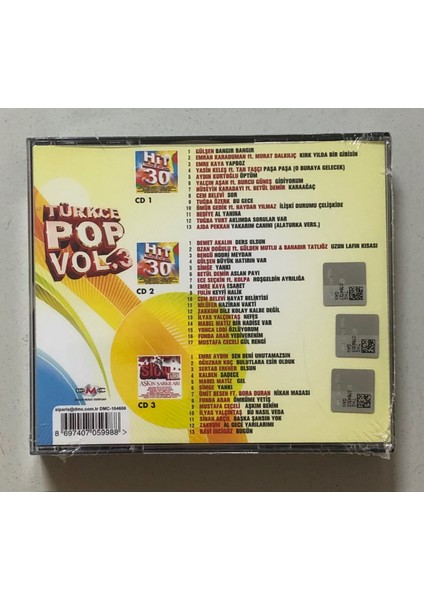 Türkçe Pop Vol 3 3 CD 43 Şarkılık CD Seti (Jelatininde Sıfır Orjnal 3 Cd)