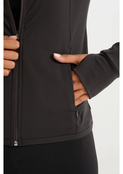 DeFactoFit Fitted Dik Yaka Çift Cepli Fermuarlı Spor Hırka B3985AX24AU