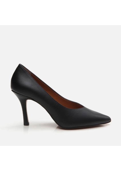 Hakiki Deri Siyah Kadın Stiletto