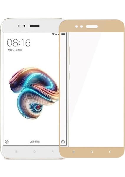 Mi 5x / Mi A1 Uyumlu Full Kaplayan Temperli 5d Ekran Koruyucu Cam (Gold)