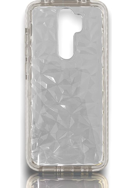 Redmi Note 8 Pro Uyumlu Kılıf Transparan Prisma Yükseltili Yüzeyli Kenar Airbagli Şeffaf Kapak - Beyaz