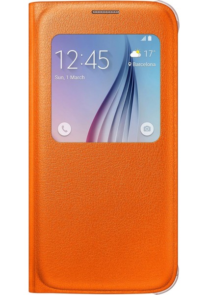 Galaxy S6 Orjinal S-View Cover (Deri Görünümlü) - EF-CG920PW