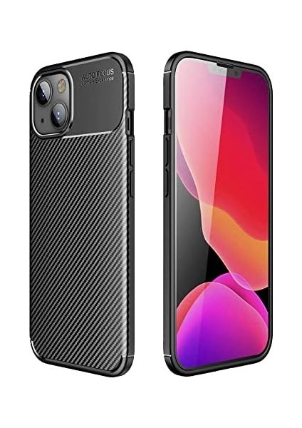 iPhone 13 Pro ile Uyumlu Kılıf, Karbon Tpu Silikon, Siyah